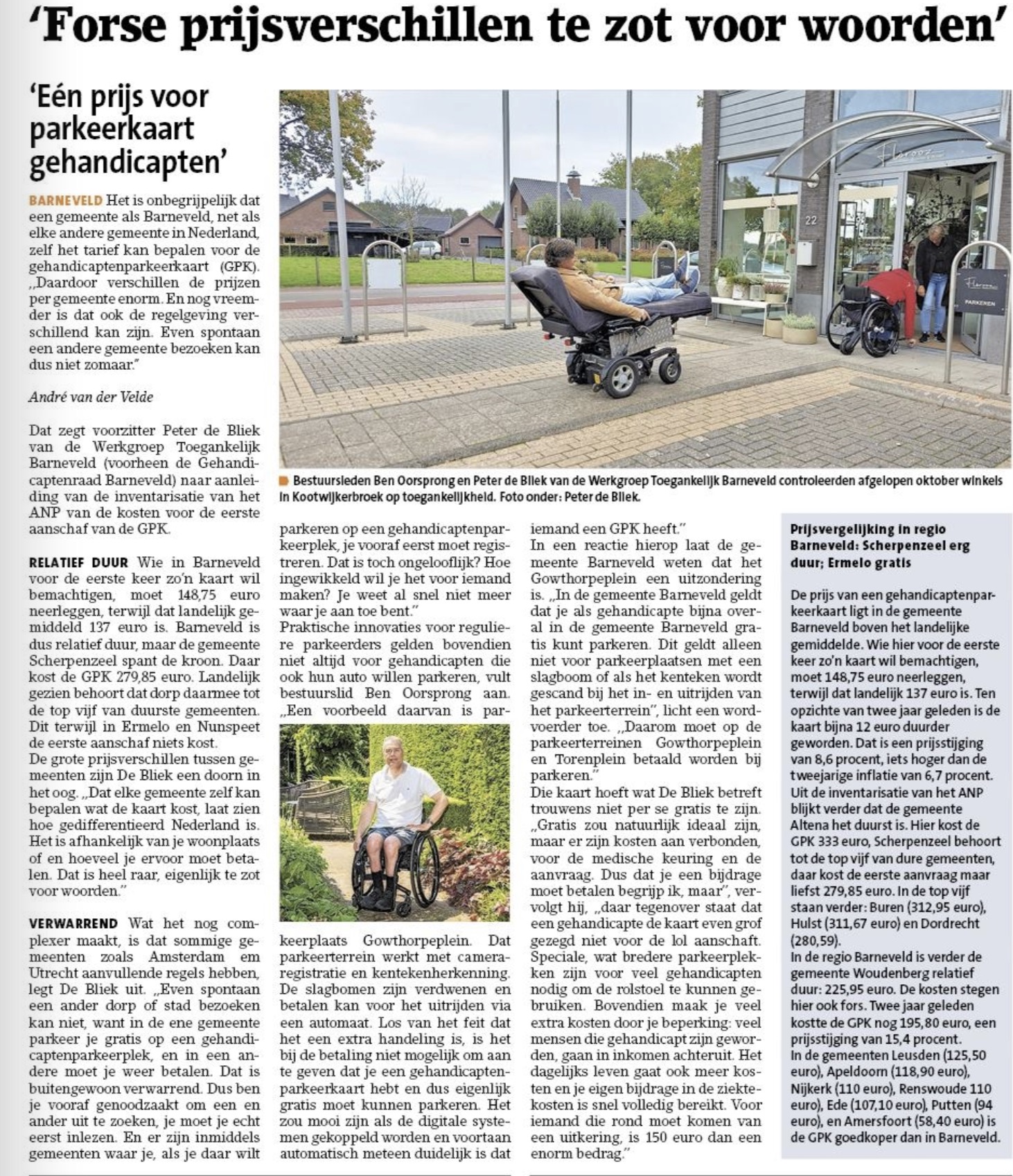 Foto van een artikel in de Barneveldse krant